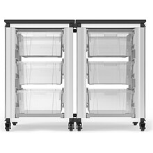 Luxor Mobile 6-Section Modular Classroom Storage Cabinet, 28.75H x 18.2D, White (MBS-STR-21-6L)