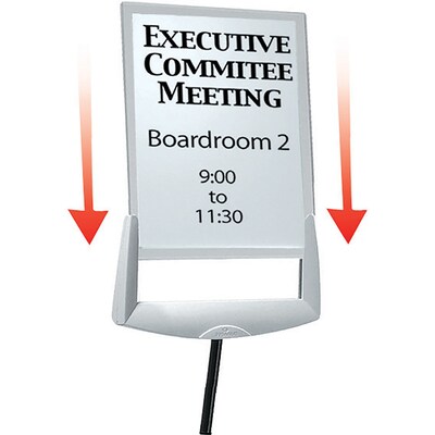 Durable INFOBASE Sign Holder, 8.5" x 11", Freestanding, Vertical/Horizontal, Front Loading, Anthracite Grey (5589-57)