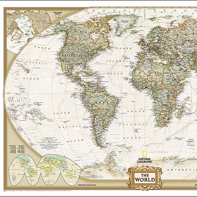 National Geographic World Executive Map, Laminated, 46 x 30.5 (NGMRE00622087)