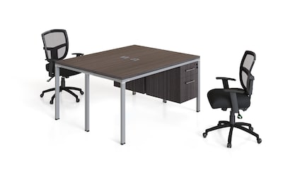 Boss Office Products Simple System 48W Desk with Pedestal, Driftwood, 2/Set (SGSD014-110)
