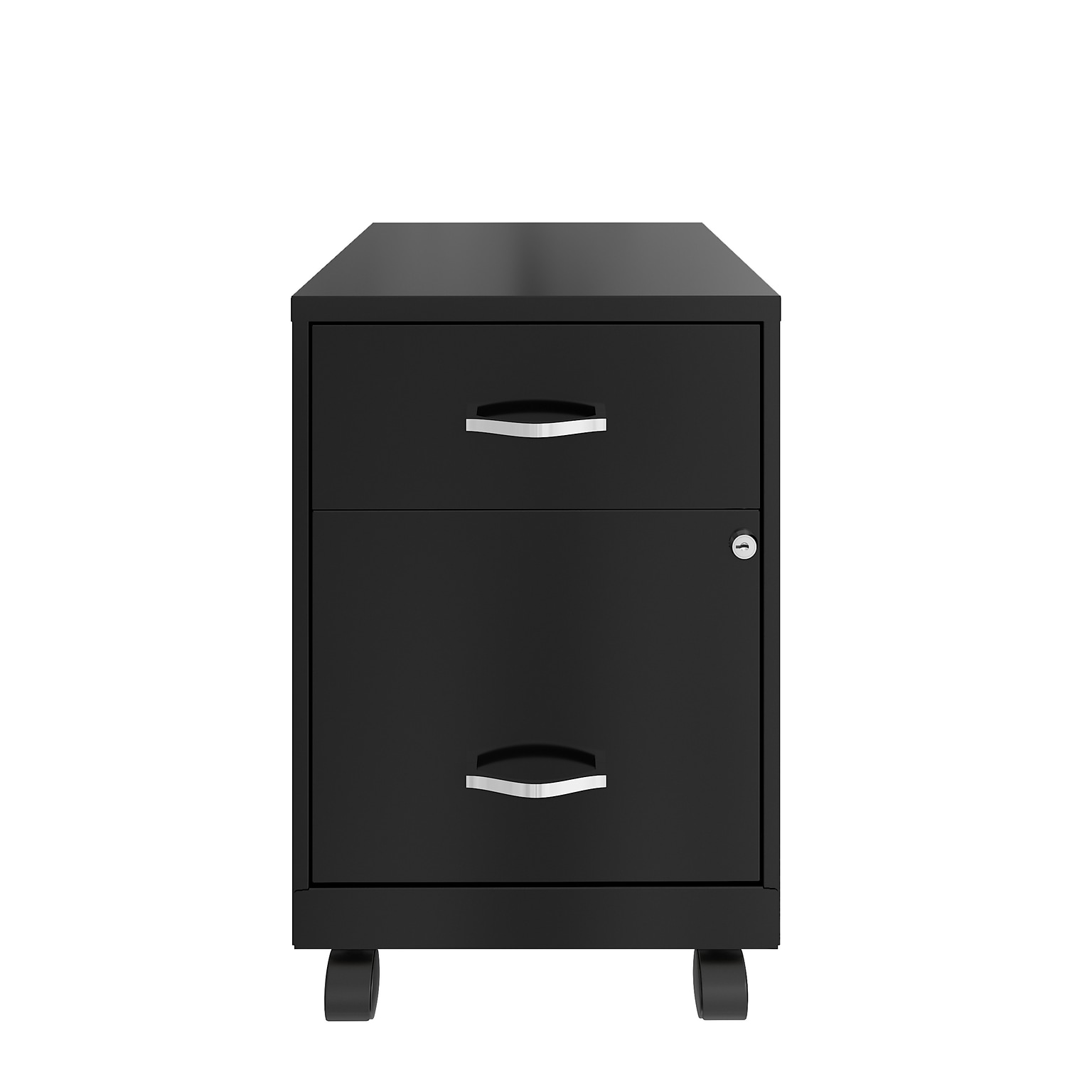 Space Solutions 18 2-Drawer Mobile Vertical File Cabinet with Accessory Drawer, Letter Width, Black (25707)