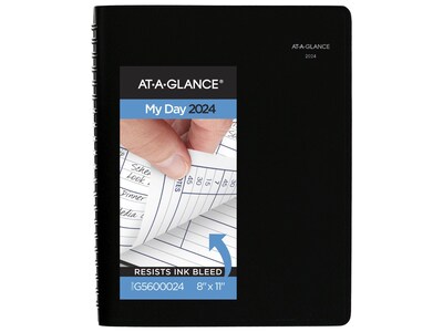 2024 AT-A-GLANCE DayMinder 8 x 11 Daily Group Appointment Book Planner, Black (G560-00-24)