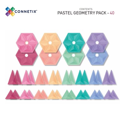 Connetix Magnetic Tiles Pastel Geometry Pack, 40 Pieces (CNTP00040GE)