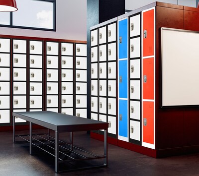 AdirOffice 72" 6-Tier Black and White Storage Locker (ADI629-206-B-W)