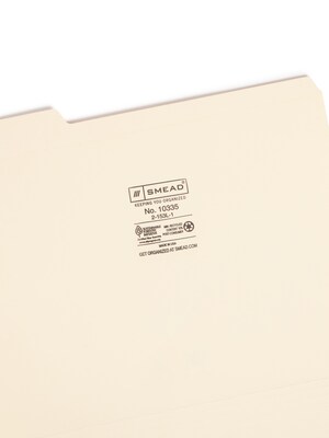 Smead File Folders, Reinforced 1/3-Cut Tab, Letter Size, Manila, 100/Box (10335)