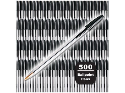 BIC Cristal Xtra Smooth Ballpoint Pen, Medium Point, Black Ink, 500/Pack (MS500E-BLK)