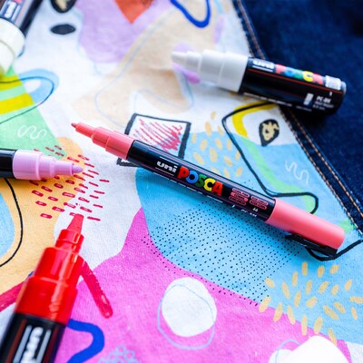 POSCA PC-1MR Water Based Paint Marker, Extra Fine Pin Tip, Black, 2/Pack (UBCPC1MRBLACK-2)