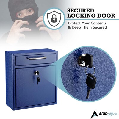 AdirOffice Steel Indoor/Outdoor Interoffice Mailbox, Blue (631-05-BLU)