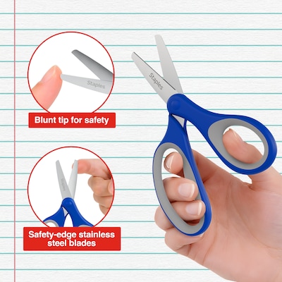 Staples 5-Inch Kids Blunt Tip Scissors, Straight Handle, Right & Left Handed – School Scissors