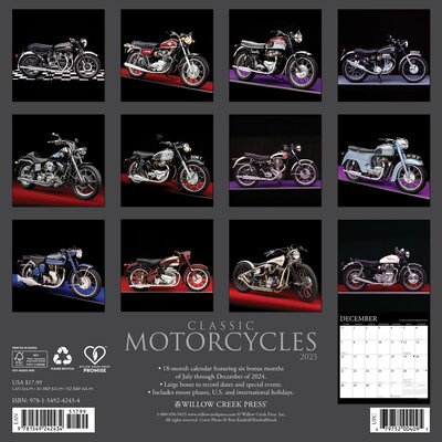 2025 Willow Creek Classic Motorcycles 12 x 12 Monthly Wall Calendar (42434)