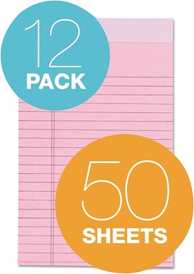 TOPS Prism+ Legal Notepads, 5" x 8", Narrow Ruled, Pink, 50 Sheets/Pad, 12 Pads/Pack (63050)