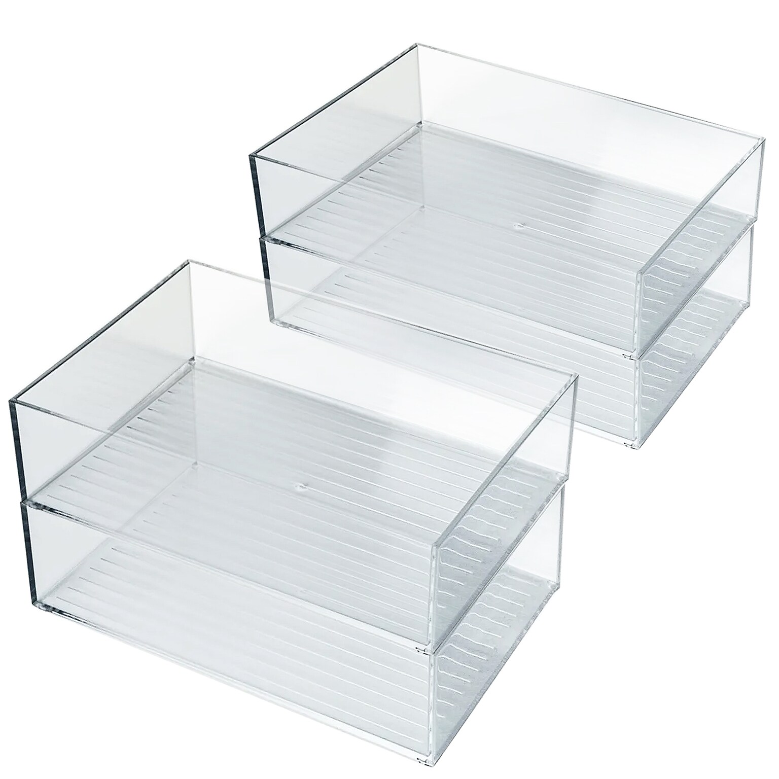 Azar Large Stackable Plastic Storage Bin, 2.5 x 8.62x 6.5, Clear, 4/Pack (556735-4PK)