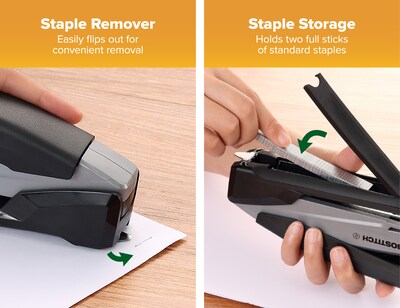 Bostitch Desktop Stapler with 70% Post Consumer Recycled Content, 20-Sheet Capacity, Staples Included, Black/Gray