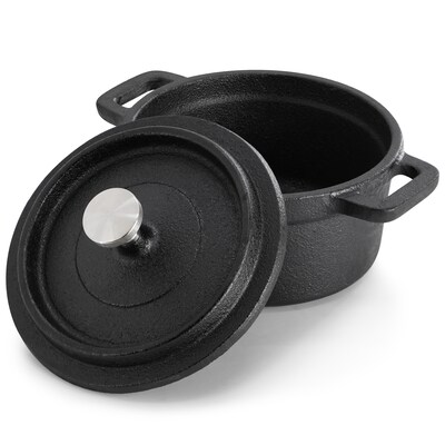 MegaChef Cast Iron 8 Oz. Mini Dutch Oven, Black (935122091M)