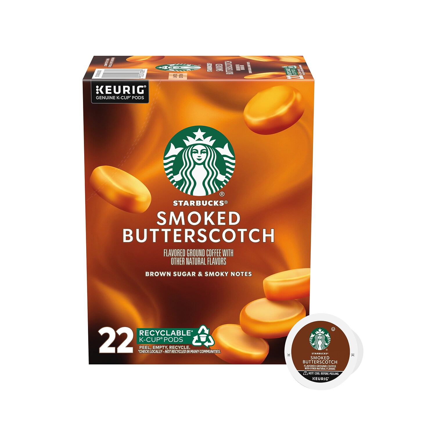 Starbucks Smoked Butterscotch Coffee Keurig® K-Cup® Pods, Light Roast, 22/Box (12560913)