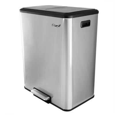 Elama Stainless Steel Indoor Trash Can with Slow Close Lid, 16 Gallon, Silver (938122112M)