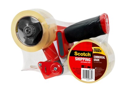 Scotch Commercial Grade Packaging Tape with Dispenser, 1.88" x 54.6 yds., Clear, 2 Rolls/Pack (3750-2-ST)