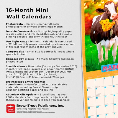 2026 BrownTrout Avanti Funny Farm 7" x 7" Monthly Wall Calendar (9798330707959)