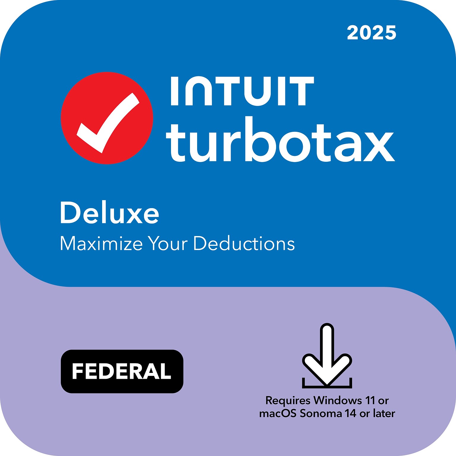 TurboTax Deluxe 2025 Federal Only + E-file for 1 User, Windows & Mac, Download (INT940800V144)