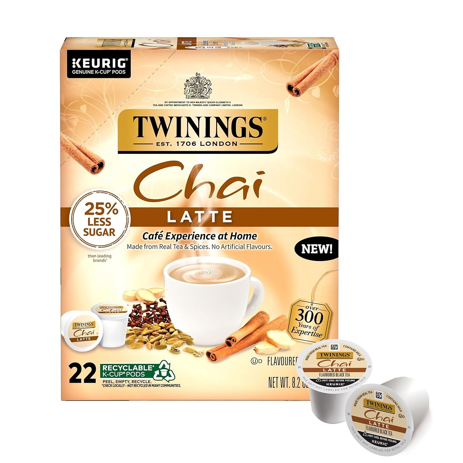 Twinings Chai Latte Black Tea, Keurig® K-Cup® Pods, 22/Box (TNA78919)