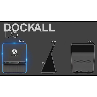 Azpen Fast Wireless Charging Hub with Bluetooth Speakers & Speakerphone, 10 Watt, Black (DockAll D5)