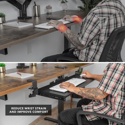 Mount-It! Adjustable 30"W Clamp-On Keyboard and Mouse Tray, Black (MI-7181)