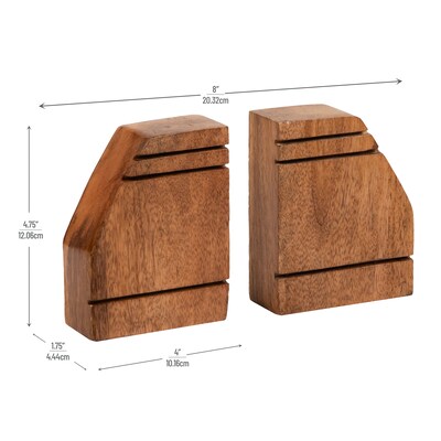 Mind Reader Wood Rustic Book Ends, 4.75", Brown (WOODEND2-BRN)