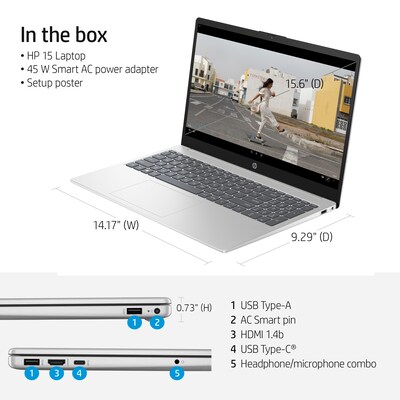 HP 15.6" Laptop, Intel Core i7-1355U, 8GB Memory, 256GB SSD, Windows 11 (7Y0W3AU#ABA)