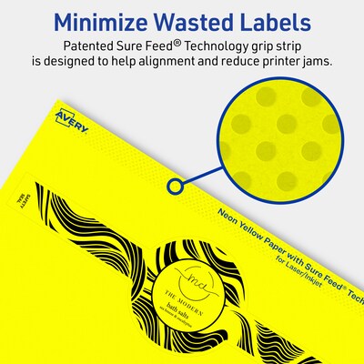 Avery Cigar Laser/Inkjet Multipurpose Labels, 2-3/8" x 8", Neon Yellow (240/Box)