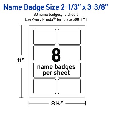 Avery Rectangle Laser/Inkjet Multipurpose Labels, 2-1/3" x 3-3/8", White, 80/Pack (19479370978)
