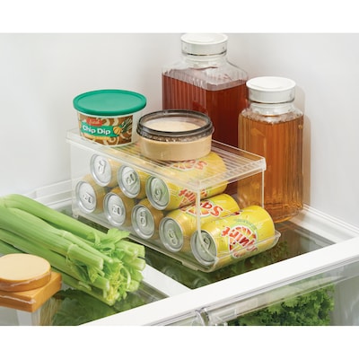 iDESIGN Plastic Soda Can Dispenser with Lid, 5.75" x 5.59"x 13.9", Clear (70035)