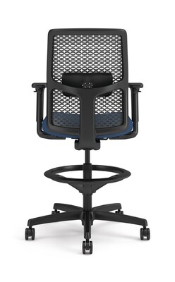 HON Ignition 2.0 ReActiv Back Vinyl Task Stool with Footrest and Lumbar Support, Black/Blue (HITSRA.S0.A.H.0S.SX04.BL.SB.T)