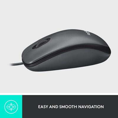 Logitech M100 Ambidextrous Optical USB Mouse, Black (910-001601)