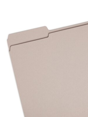 Smead Reinforced File Folder, 3 Tab, Letter Size, Gray, 100/Box (12334)