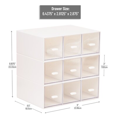 Mind Reader 9-Compartment Plastic Desk Organizer, White (BOX9-WHT)
