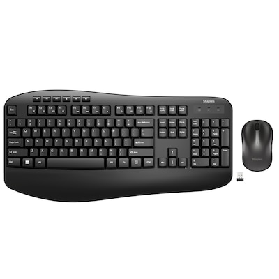 Staples TECH Wireless Keyboard and Mouse Combo, Quiet Typing, Optical Mouse, Black