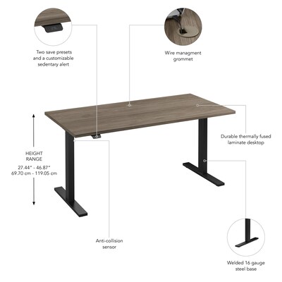 Bush Business Furniture Move 60 Series 60"W Electric Height Adjustable Standing Desk, Modern Hickory/Black (M6S6030MHBK)