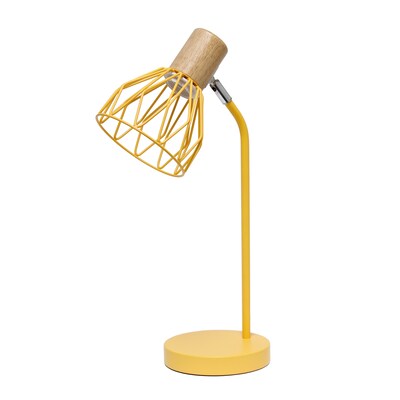 Simple Designs Farmhouse Fusion LED Desk Lamp, 18.19", Yellow Iron (LD2022-YLW)