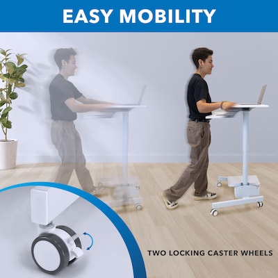 Mount-It! 28"W Adjustable Mobile Sit-Stand Computer Workstation, White (MI-7979W)