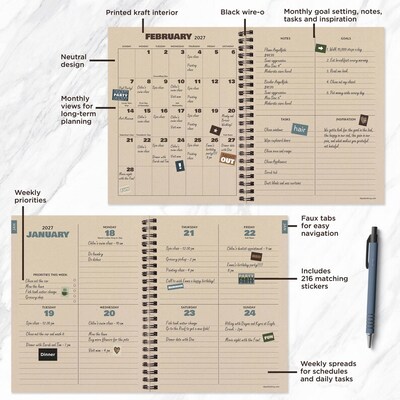 2027 TF Publishing Aztec 6.5" x 8"  Weekly & Monthly Standard Planner, Paperboard Cover, Multicolored (27-9200)
