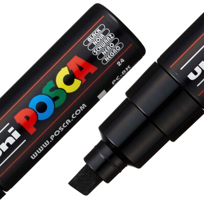 POSCA PC-8K Water Based Paint Marker, Broad Chisel Tip, Black, 2/Pack (UBCPC8KBLACK-2)