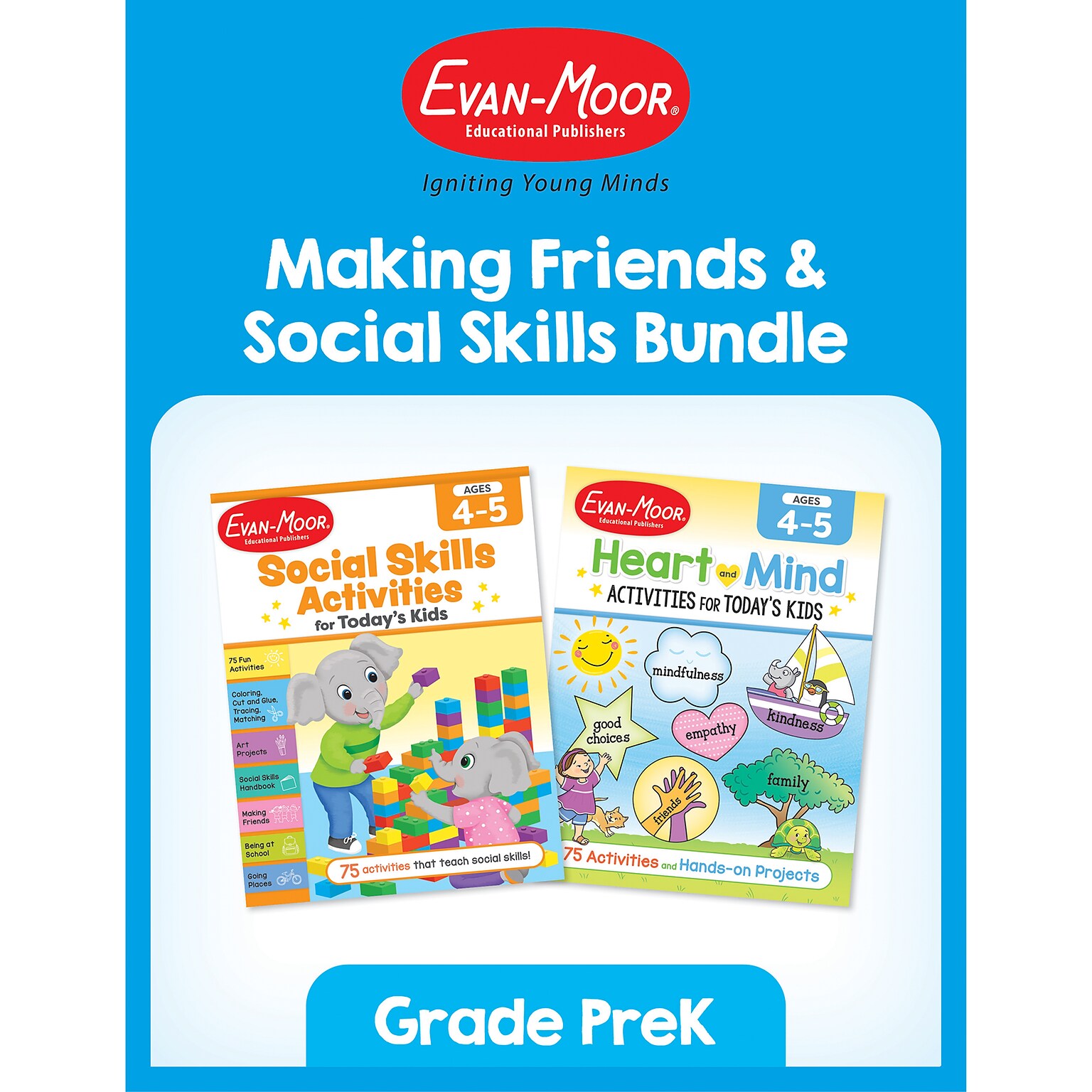 Evan-Moor Making Friends & Social Skills Bundle, Grade PreK Workbook, 2 Books/Set (EMC6277)