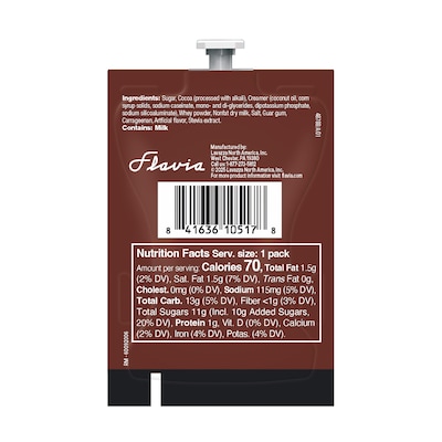 Flavia Cocoa Bliss Milk Chocolate Hot Cocoa, Flavia Freshpacks, 72/Carton (MDR20620)