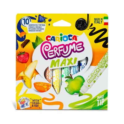 CARIOCA Perfume Maxi Washable Kids Markers, Maxi Tip, Assorted Colors, 10/Set (CRA42989)