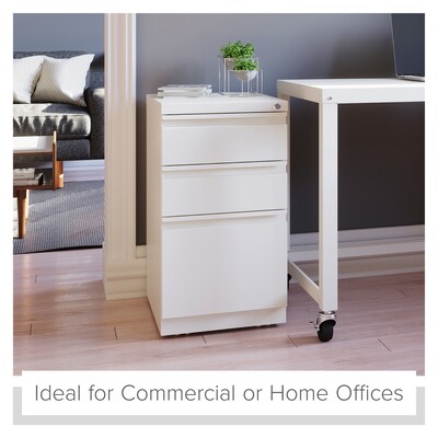 Quill Brand® 3-Drawer Vertical File Cabinet, Locking, Letter, White, 19.88"D (26815D)
