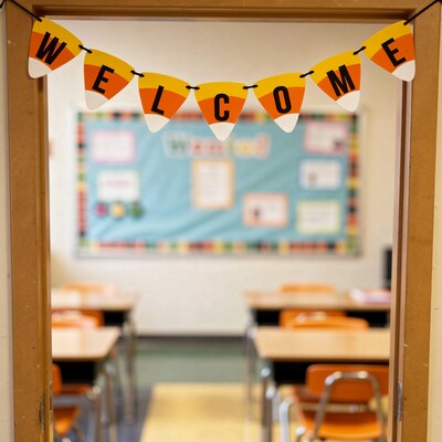 National Tree Company 31" Candy Corn Welcome Banner (MZ17-HL2301-1)