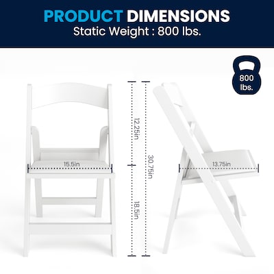 Flash Furniture Hercules 1000lb-Capacity Resin Folding Chair with Vinyl Padded Seat, White (LEL1WHITE)