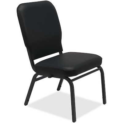 Lorell Vinyl Oversized Office Stacking Chair, Black, 2/Carton (LLR59596)