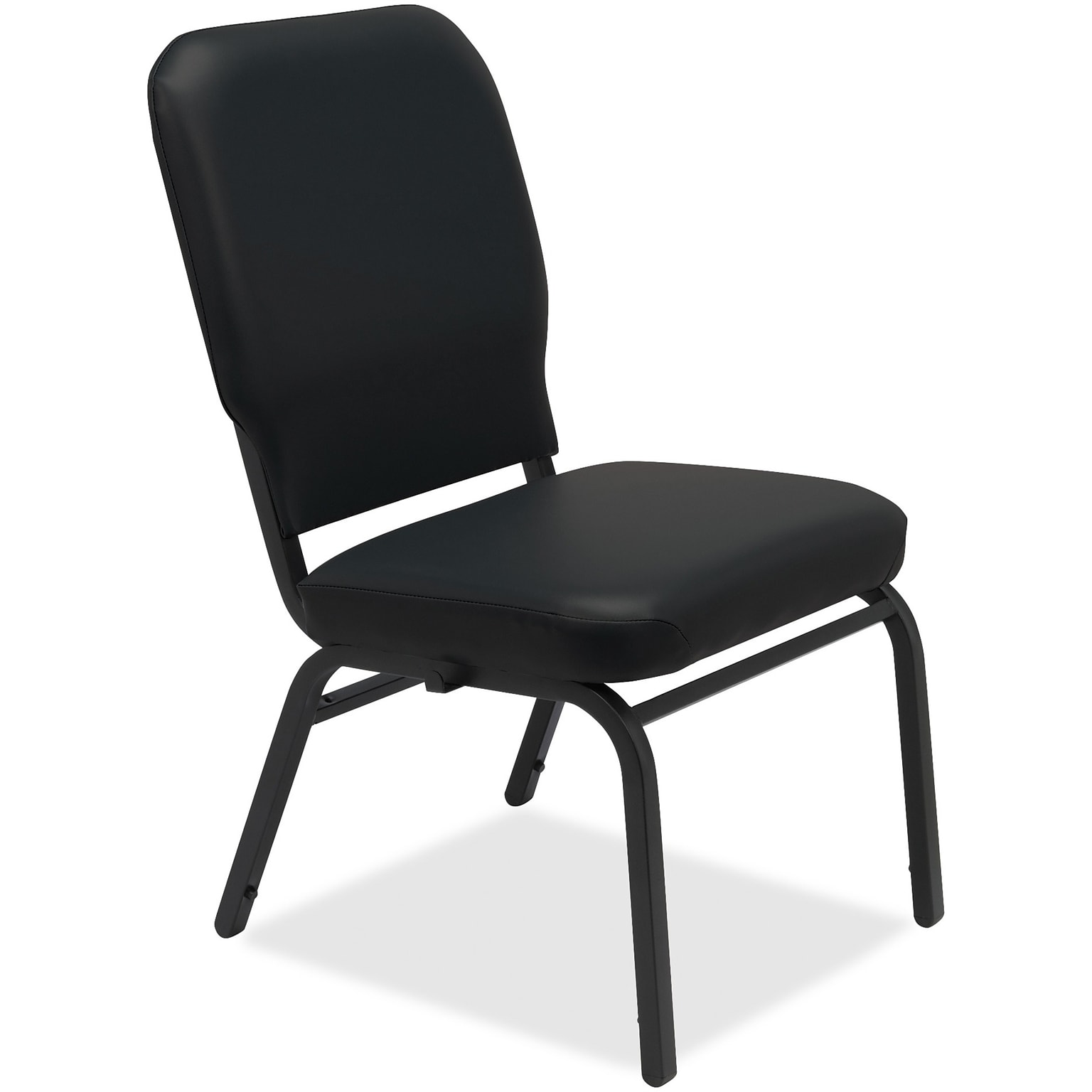 Lorell Vinyl Oversized Office Stacking Chair, Black, 2/Carton (LLR59596)