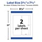 Avery Waterproof Wraparound Laser/Inkjet Labels, 3 1/4" x 7 3/4", White, 2 Labels/Sheet, 8 Sheets/Pack, 16 Labels/Pack (22835)